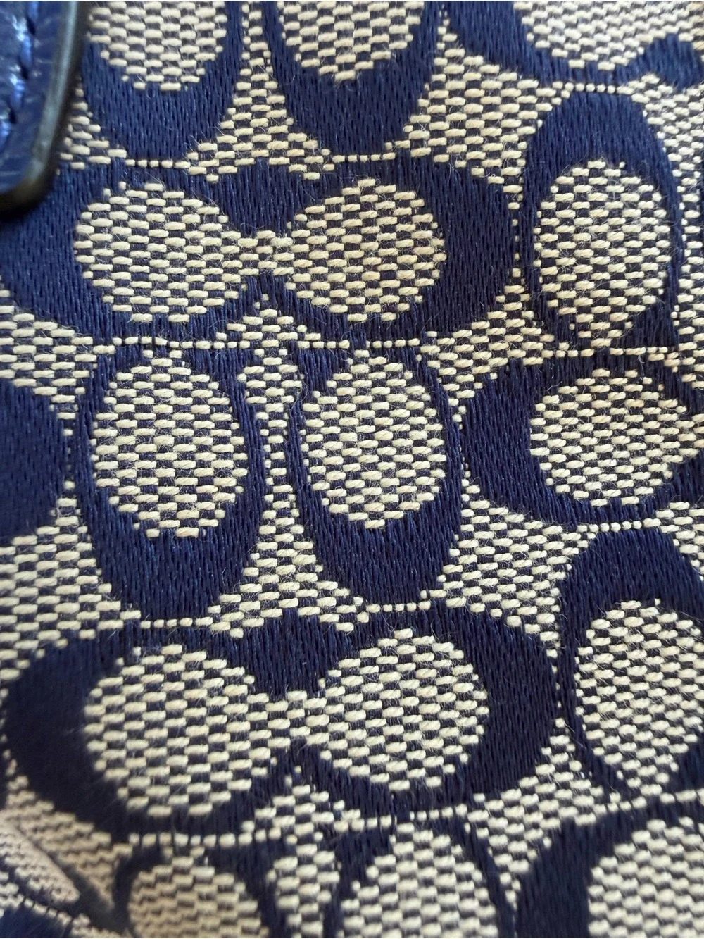 Coach Blue and White Signature Stripe Shoulder Bag
